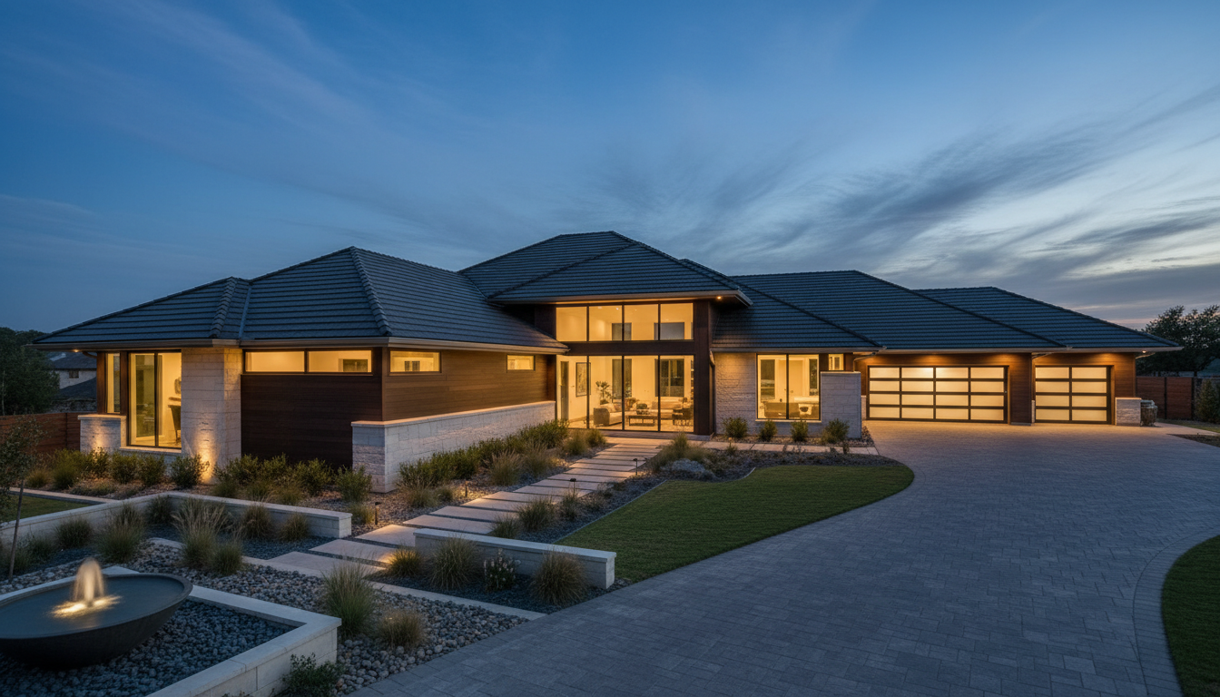 Modern residential home with newly installed roof