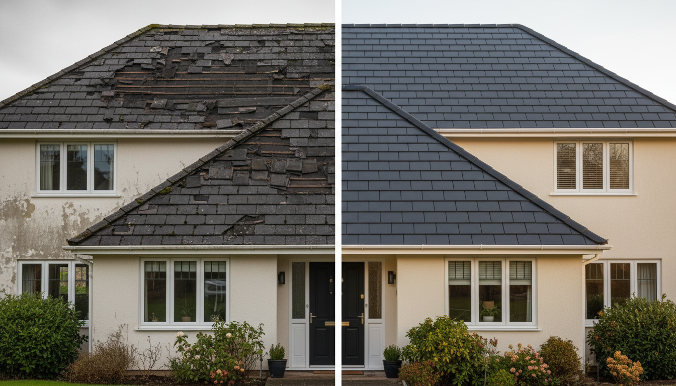 Before and after roof transformation